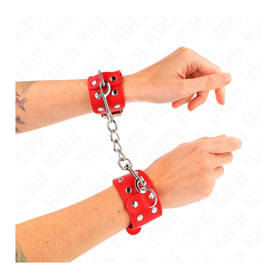 KINK - BRACELETS AVEC DOUBLE LIGNE DE CLOUS RÉGLABLES ROUGE